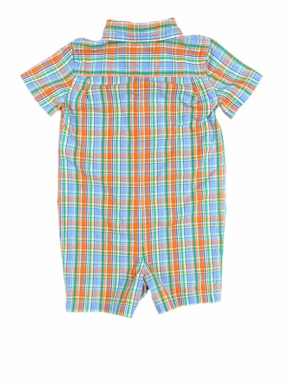 RALPH LAUREN Classic Plaid Poplin Shortall - 18M
